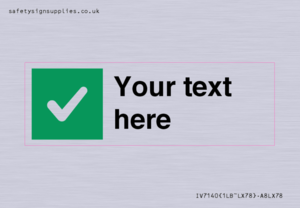 Custom plain background, green square with tick sign